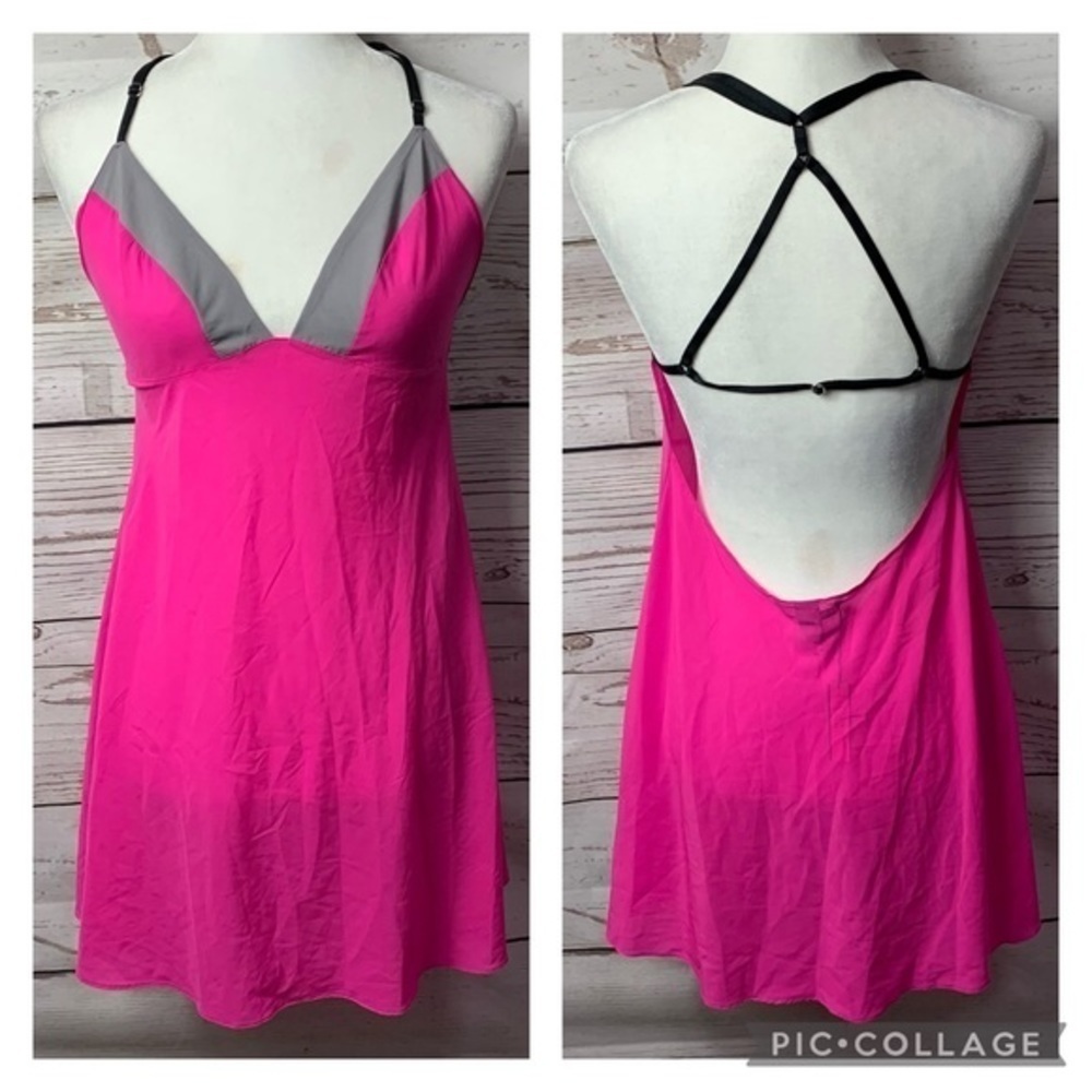 VS Neon Pink V-Neck Strappy Back Sheer Slip